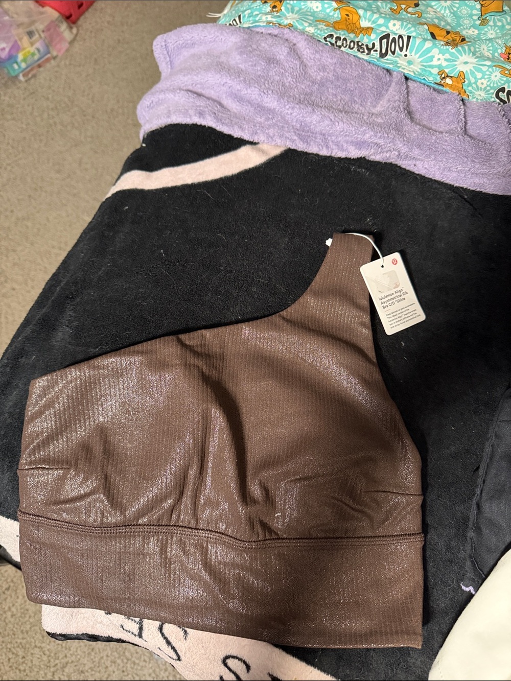 lululemon athletica Shimmery Brown One-Shoulder Sports Bra